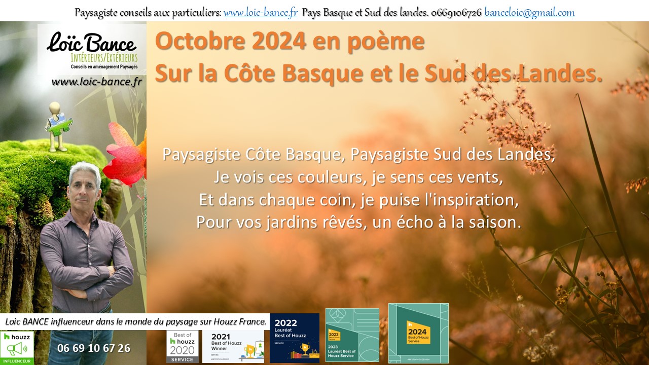 Seignosse paysage, Je vois ces couleurs, je sens ces vents, Et dans chaque coin, je puise l'inspiration, Pour vos jardins rvs, un cho  la saison.